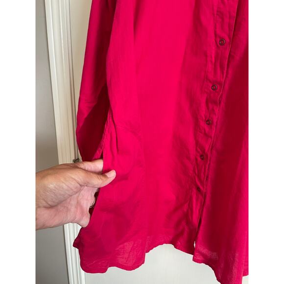 Soft Surroundings pink cotton collared shirt snaps roll tab sleeves pockets 1X - Picture 5 of 7
